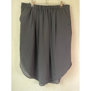 Madewell Black Silk Tulip Hem Skirt Elastic Waist Pockets Womens L